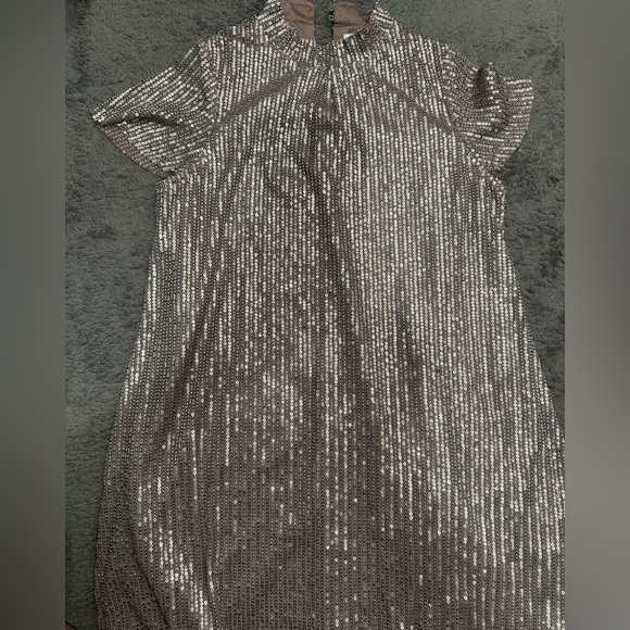 Silver Sequin A-Line Mini Dress for Cocktail - Picture 15 of 16